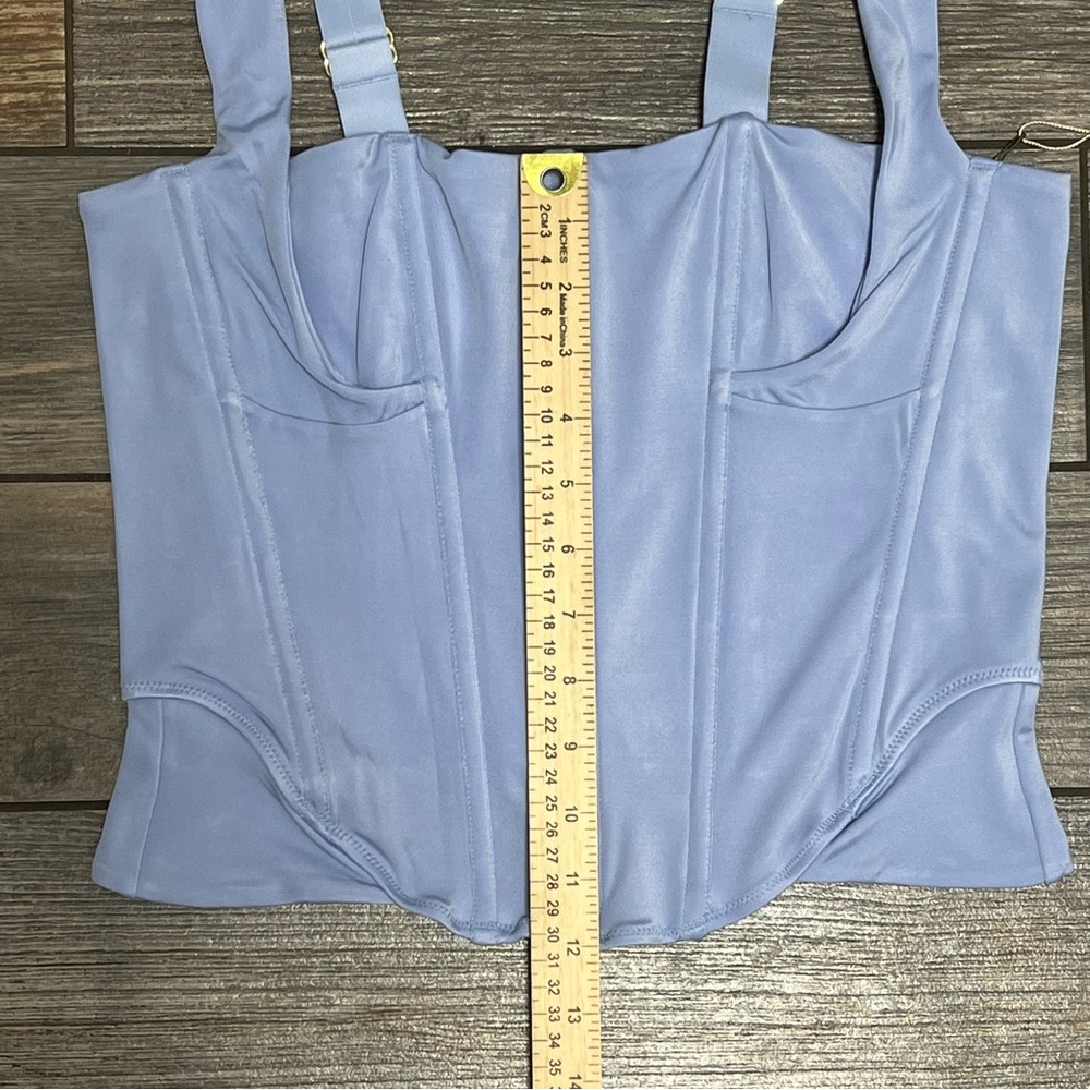 NWT FREE PEOPLE x HAH Knock Out Corset boudoir Top Size XL Blue Periwinkle - Picture 11 of 12